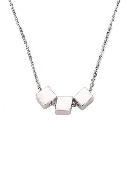 JOY de la LUZ JLN026-42 Layered Necklace 3 Cubes Silver 42-45cm